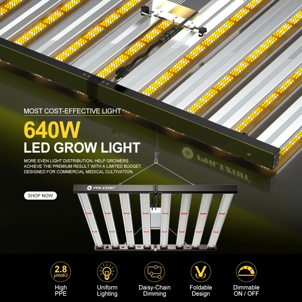 مصباح نمو النباتات LED من Phli - مراجعة Led Grow Light Bar 640W وسعره