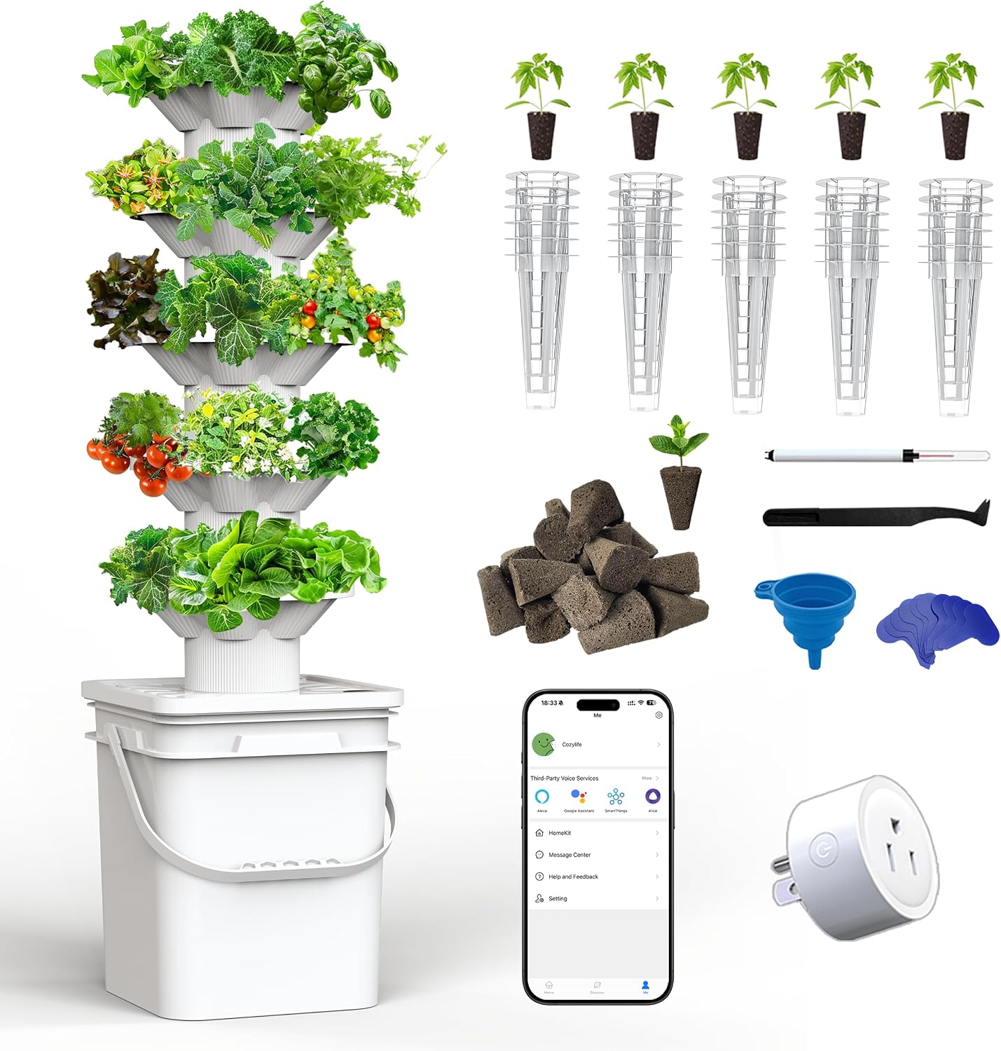 نظام زراعة مائية مكون من 5 طبق - مراجعة Hydroponic Tower Garden وسعره