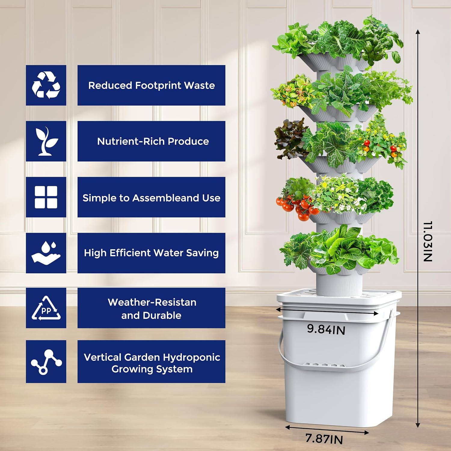 نظام زراعة مائية مكون من 5 طبق - مراجعة Hydroponic Tower Garden وسعره