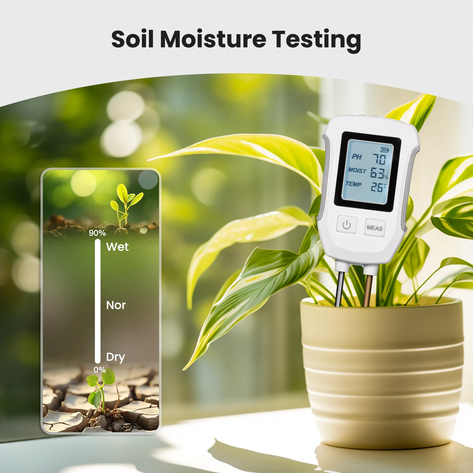MOES 3 في 1 كاشف PH التربة تست - مراجعة Ph Ec Meter Hydroponic وسعره