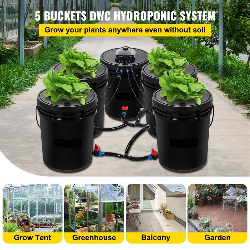 نظام زراعة مائية، 5 دلاء سعة 5 - مراجعة Deep Water Culture Kit وسعره