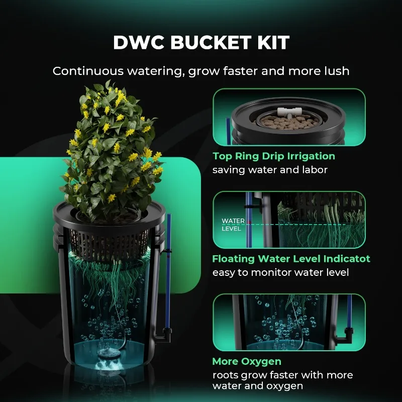 مجموعة نظام الزراعة المائية ال - مراجعة Dwc Bucket System 5 Gallon وسعره