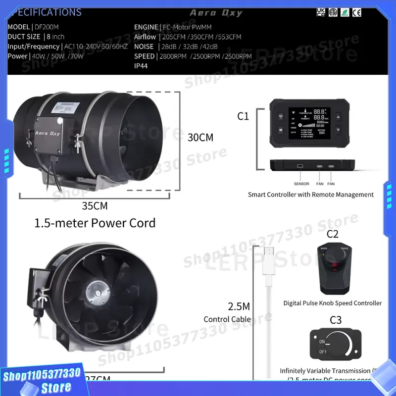 مروحة أنبوبية 200 مم (8 بوصة)  - مراجعة Inline Duct Fan 8 Inch وسعره