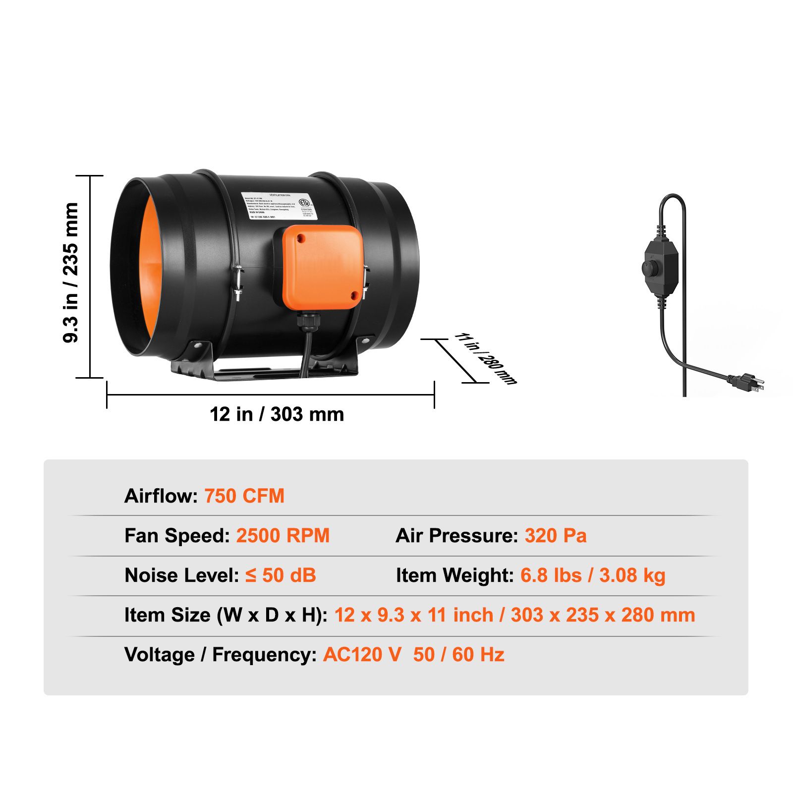مروحة أنبوبية مدمجة، 8 بوصات،  - مراجعة Inline Duct Fan 8 Inch وسعره
