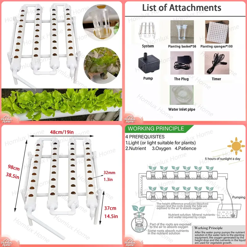 نظام زراعة مائي بـ 36 موقعًا،  - مراجعة Hydroponic Growing System 36 Site وسعره